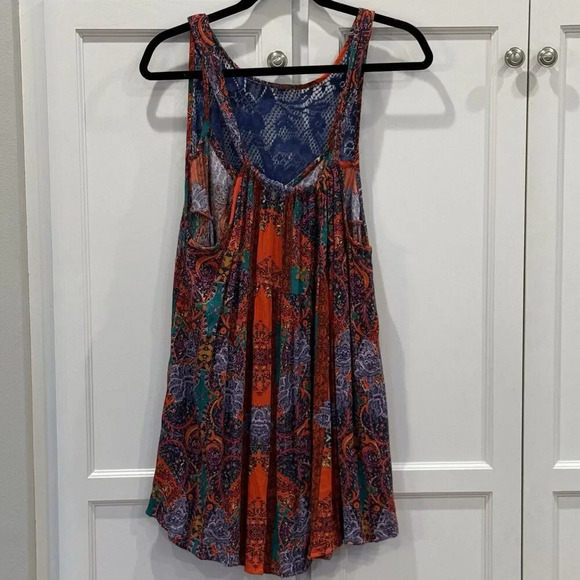 Free People Intimately Count Me In Trapeze Hot Red Tank Size Small Boho - Picture 3 of 5